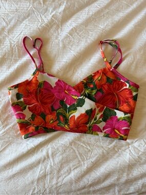 Show Me Your‎ MuMu Floral Crop Top in Pink, Orange, Green